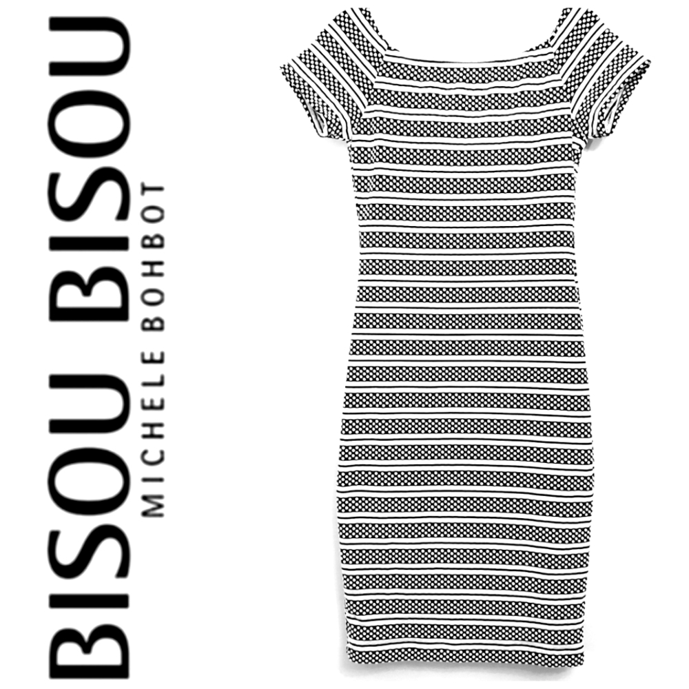 Bisou Bisou Nwot by Michele Bohbot Shortsleeve Striped Knit Bodycon Dress